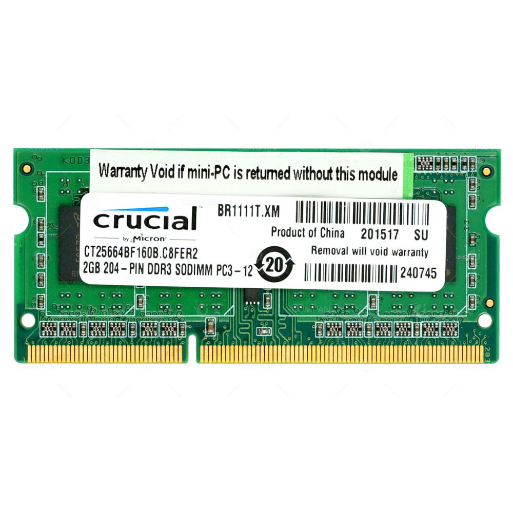 CT25664BF160B.C8FER2 CRUCIAL MEMORY 2GB PC3 12800 SODIMM DDR3L FOR LAPTOPS -